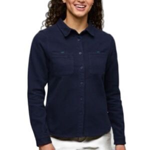 Cotopaxi NWT Women's Mero Navy Blue Brushed LS Button Up Shirt with Logo Size M
